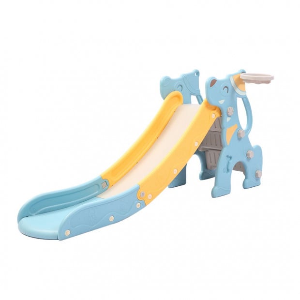Kids Slide 160cm Basketball Hoop Activity Center Toddlers Play Blue