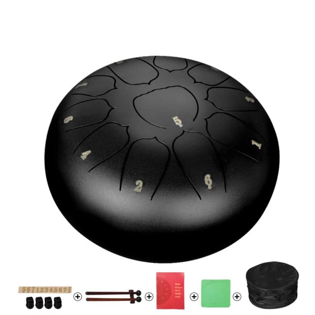 Steel Tongue Drum 10 Inch 11 Notes Bag Mallet Child Gifts Black
