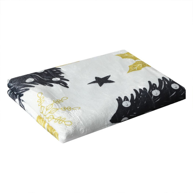 Throw Blanket Xmas Double Sided Fleece Christmas White 220 x 180cm