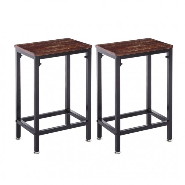 2x Bar Stools Stool Kitchen Wooden Black Chair Dining Metal Barstools