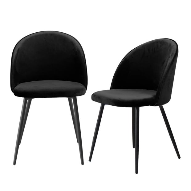 2x Dining Chairs Kitchen Lounge Chair Sofa Upholstered Velvet Black