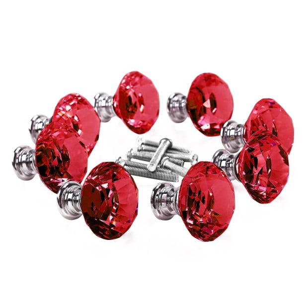 16 Pcs Clear Crystal Knobs Diamond 40mm Diameter Door Cabinet Handle