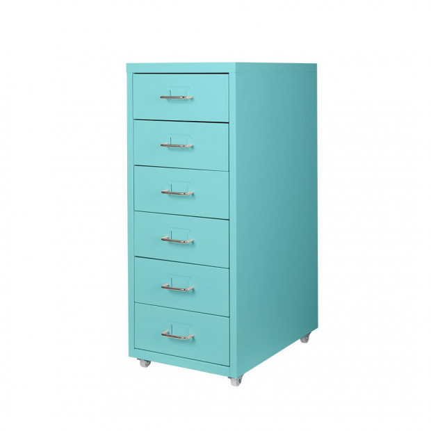 Filing Cabinet Storage Steel Metal Home Office Organise 6 Drawer Blue