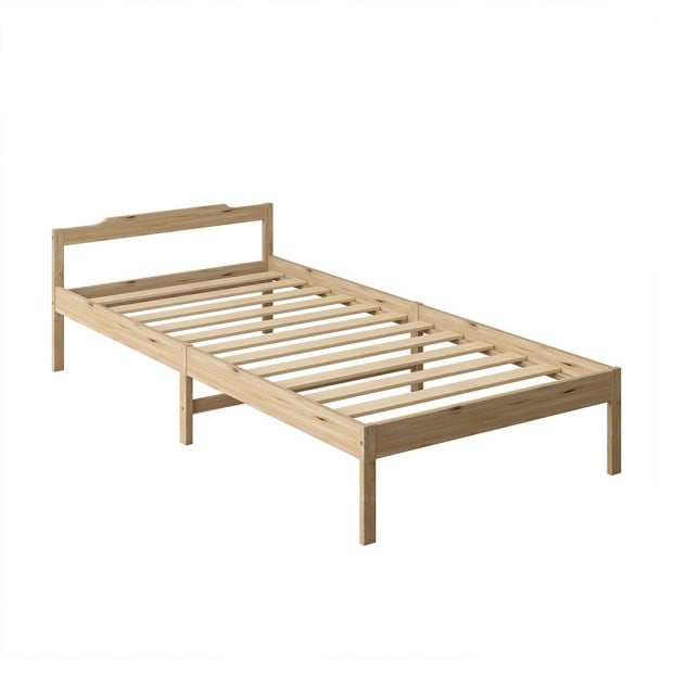 Wooden Bed Frame Single Size Base Solid Timber Pine Wood Natural