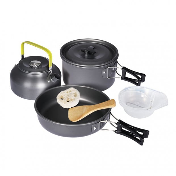 10Pcs Camping Cookware Set Outdoor Hiking Cooking Bowl Pot Pan Picnic