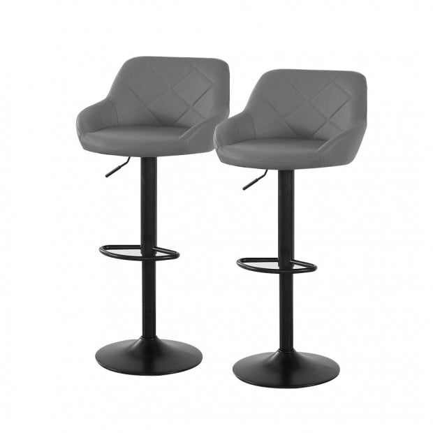 2x Bar Stools Stool Kitchen Chairs Swivel PU Barstools Vintage Grey