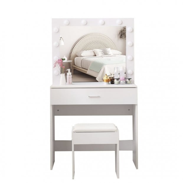 Dressing Table tool Set LED Makeup Mirror Jewellery Organizer 80x42x140 cm Image 2