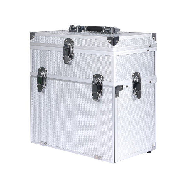 Portable MakeupCase Organiser Box Beauty Travel Suitcase 5 in 1 Silver Image 2