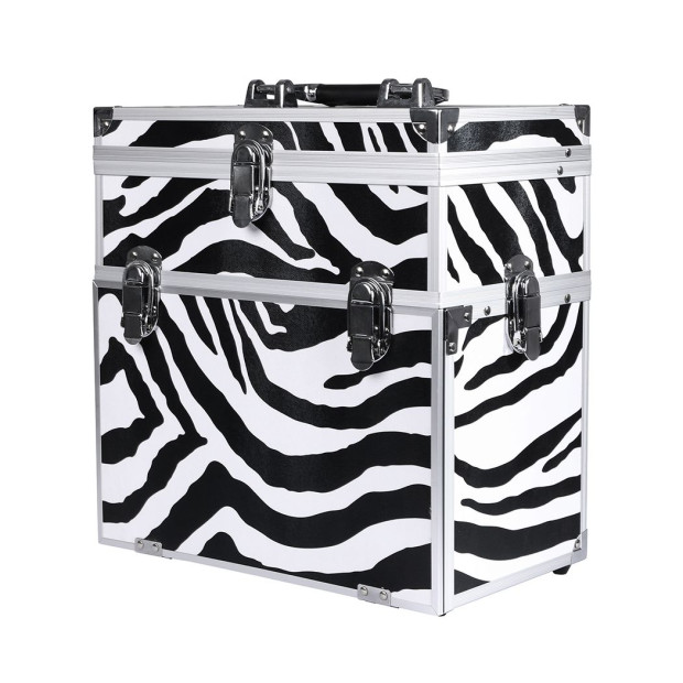 Portable Makeup Case Organiser Box Beauty Travel Suitcase 5 in 1 Zebra Image 2