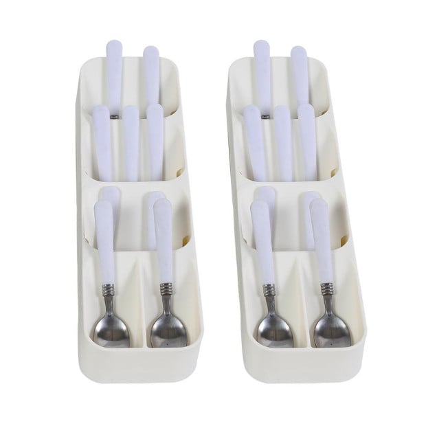 Cutlery Organiser Drying Tray Kitchen Drawer Organizer SpoonBox x2 Image 2