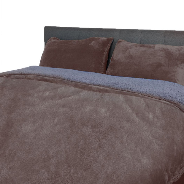 Luxury Bedding Two-Sided Quilt Cover with Pillowcase King Size Taupe Image 2