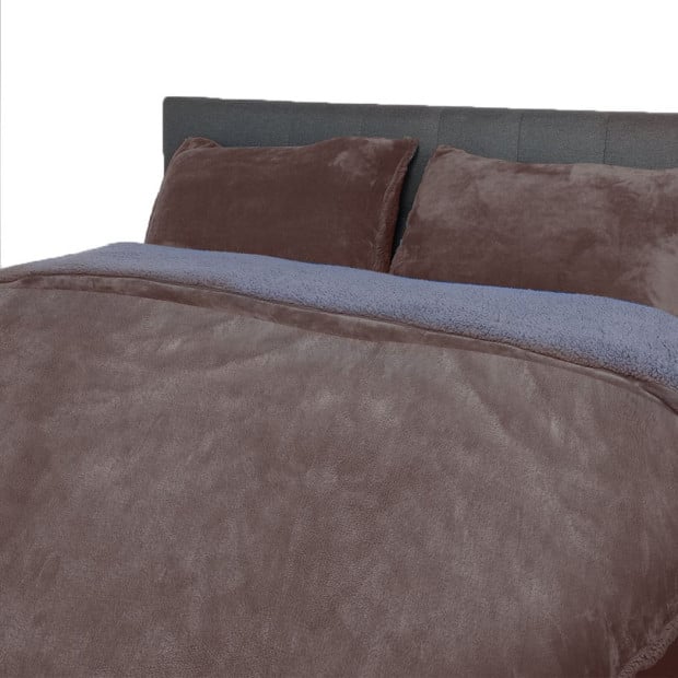 Bedding Two-Sided Quilt Cover with Pillowcase Queen Size Taupe Image 2