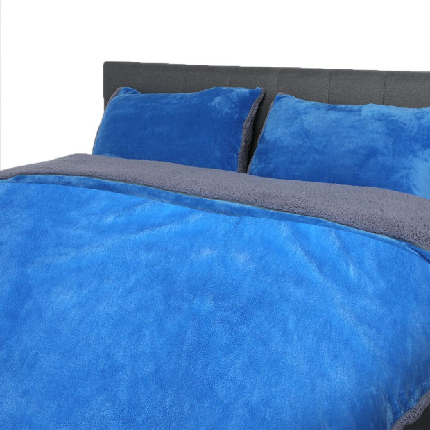 Bedding Two-Sided Quilt Cover with Pillowcase Super King Navy Blue Image 2