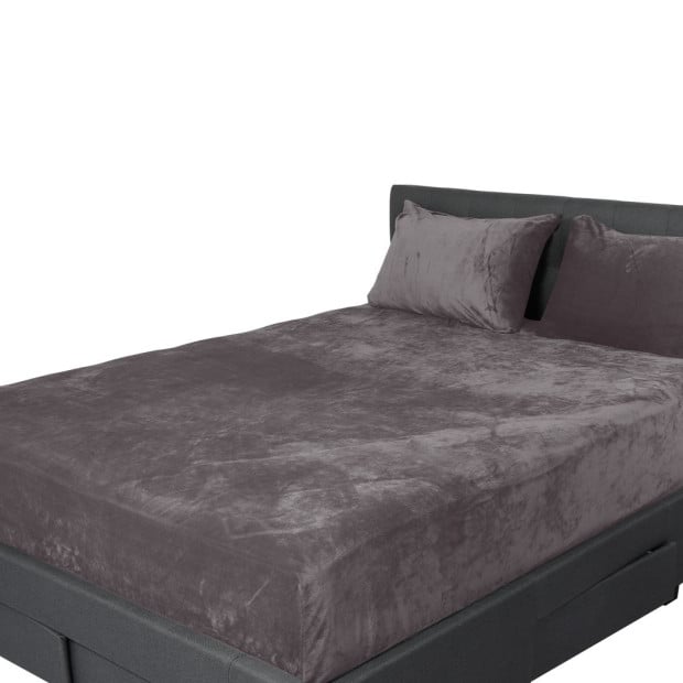 Ultra Soft Fitted Bedsheet with Pillowcase Double Size Silver Grey Image 2