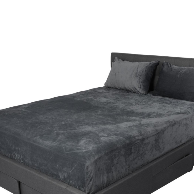 Bedding Set Ultrasoft Fitted Bed Sheet with Pillowcases Dark Grey King Image 2
