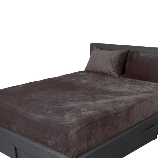 Bedding Set Ultrasoft Fitted Bed Sheet with Pillowcases Mink King Image 2