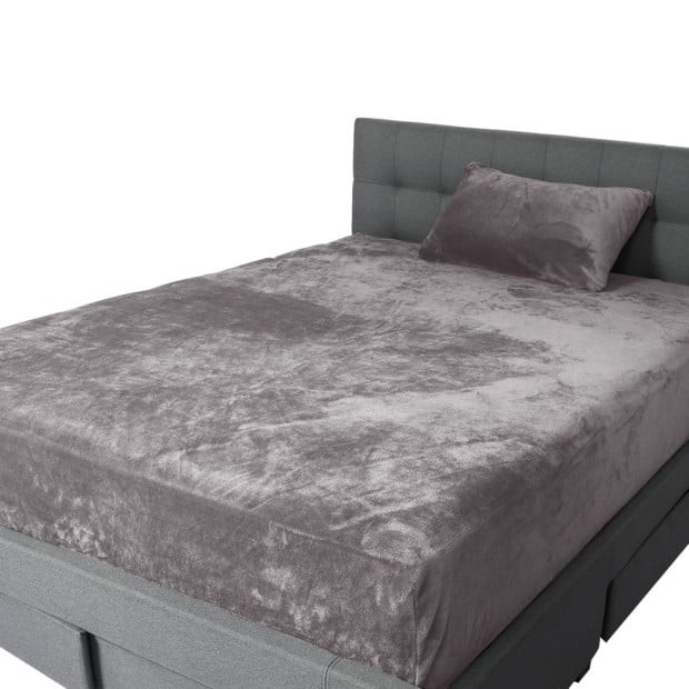Bedding Set Fitted Bed Sheet with Pillowcases Silver Grey King Single Image 2