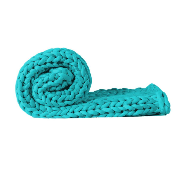 Knitted Weighted Blanket Knit Throw Blanket 3KG Blue Green Image 2