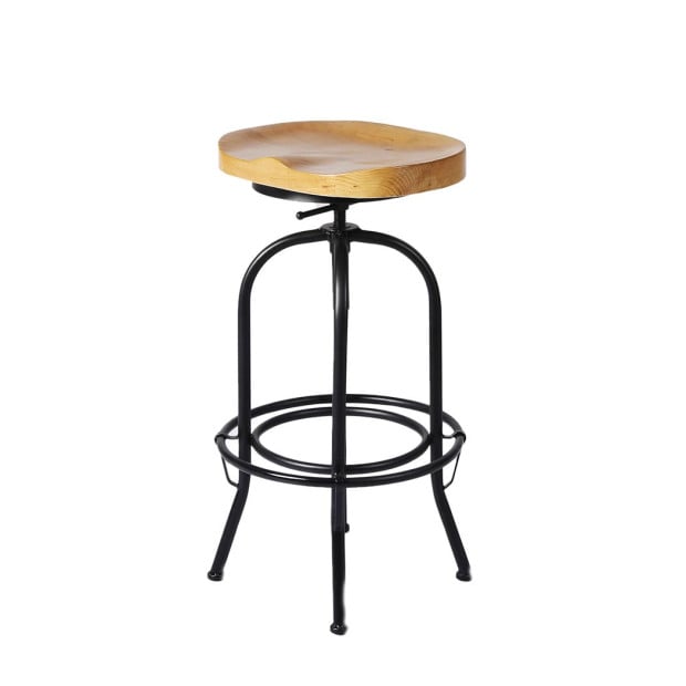 Industrial Bar Stools Kitchen Stool Wooden Swivel Vintage Chair Image 2