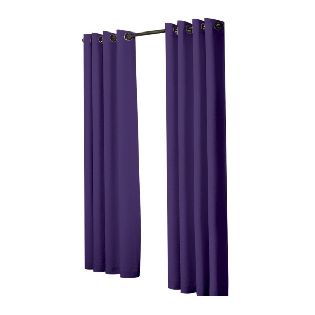 2x Blockout Curtains Panels 3 Layers 140x230cm Purple Image 2