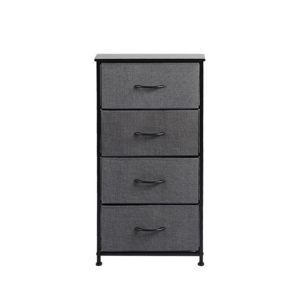 Storage Cabinet Tower Chest of Drawers Tallboy 4 Drawer Dark Grey Image 2