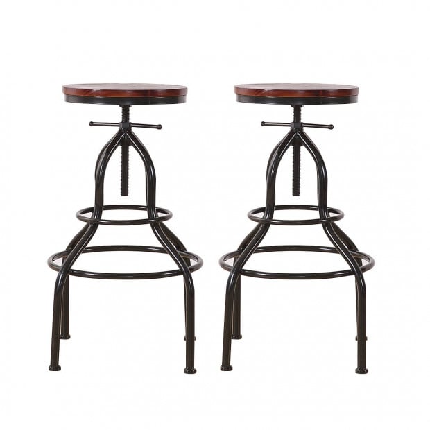 2x Bar Stools Stool Gas Lift Kitchen Wooden Dining Chairs Barstools Image 2