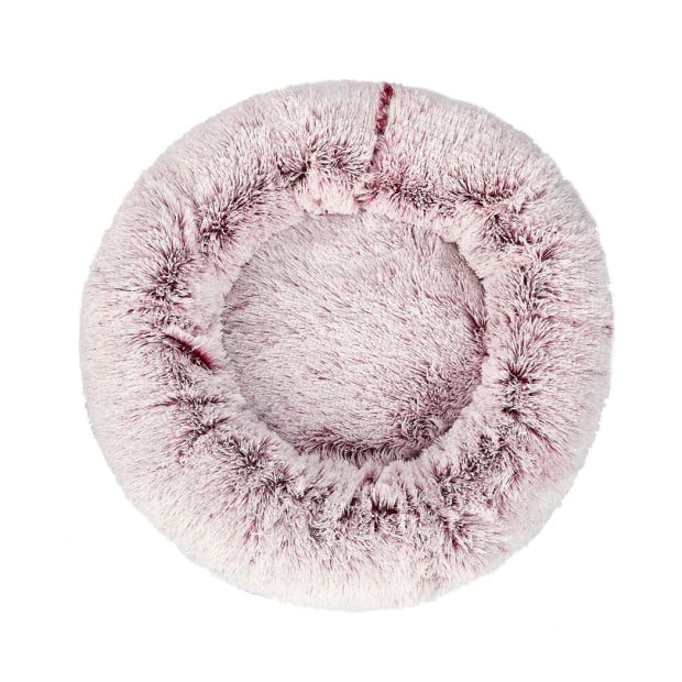 Pet Bed Cat Dog Donut Nest Calming Mat Soft Pink XL Image 2