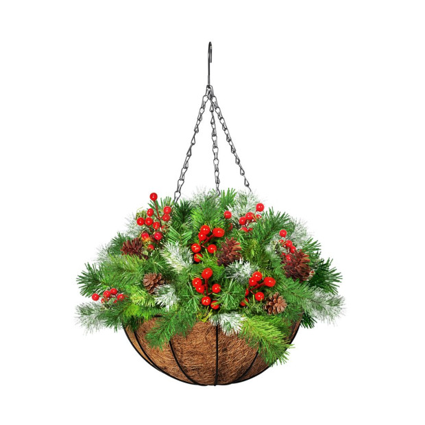 Christmas Hanging Basket Ornaments LED Lights Home Garden Porch Decor Image 3