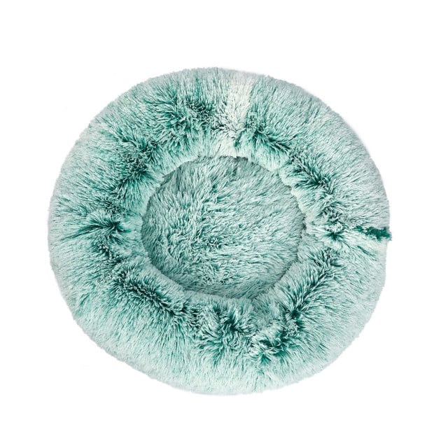 Pet Bed Cat Dog Donut Nest Calming Mat Soft Plush Kennel Teal XL Image 2