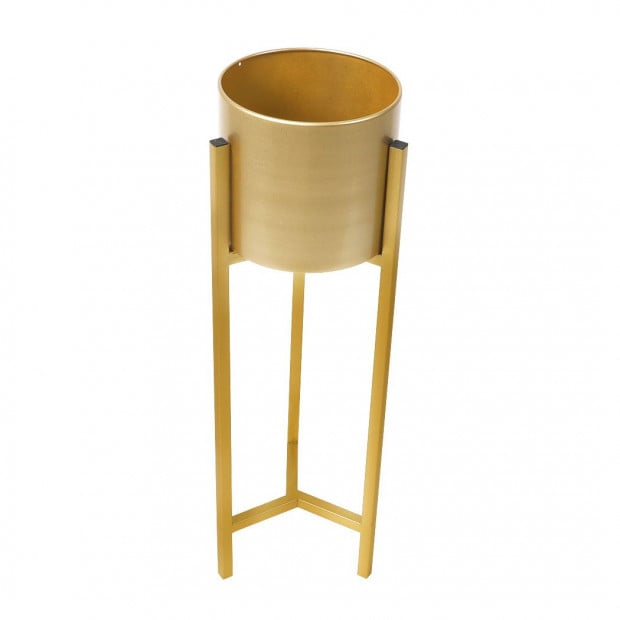 Plant Stand Garden Planter Metal Flower Pot Rack Corner Shelving Gold Image 2