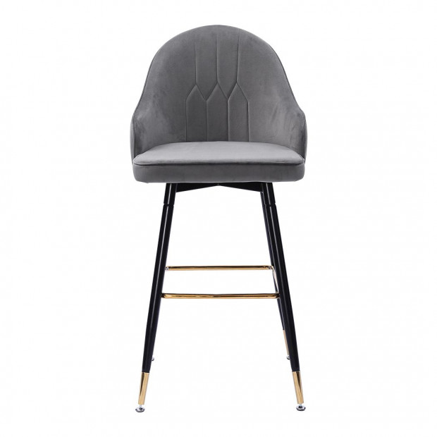 2x Bar Stools Stool Kitchen Chairs Swivel Velvet Barstools Grey Image 2