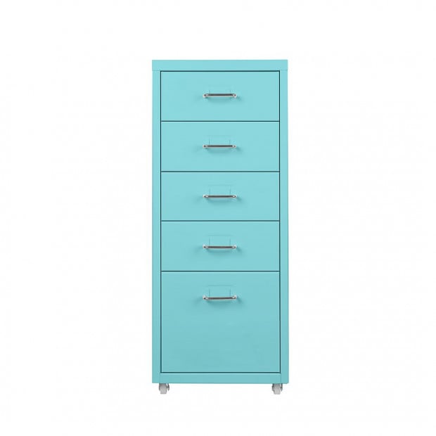 5 Drawers Portable Cabinet Rack Storage Steel Stackable Blue Image 2