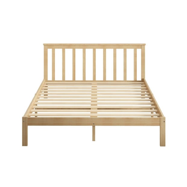 Wooden Bed Frame Queen Full Size Mattress Base Timber Natural Image 2