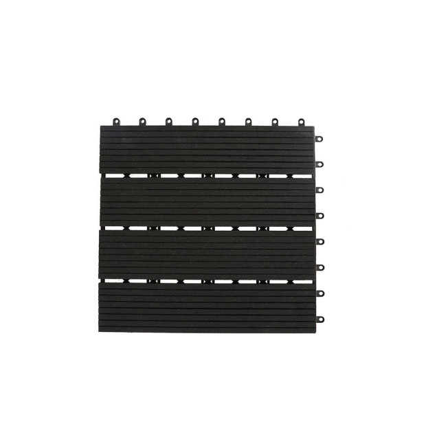 10x Floor Tiles Plastic Decking Garden Outdoor Backyard Dark Grey Image 2