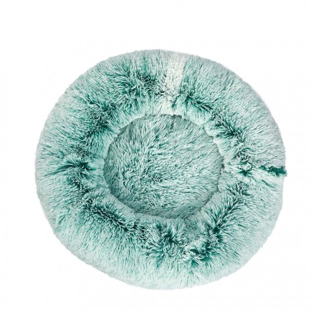 Pet Bed Cat Dog Donut Nest Calming Mat Soft Plush Kennel Teal L Image 2