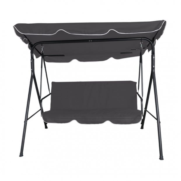 Swing Chair Hammock Outdoor Furniture Garden Canopy 3 Seater Grey Image 2