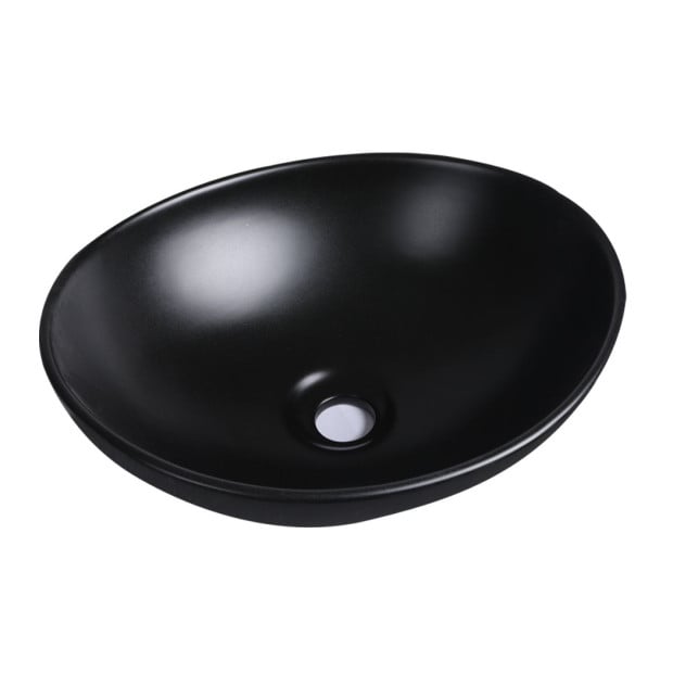 Wash Basin Oval Ceramic Hand Bowl Bathroom Sink Vanity Matte Black Image 2