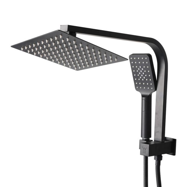 Rain Shower Head Set Black Brass Taps Mixer Handheld High Pressure Image 2