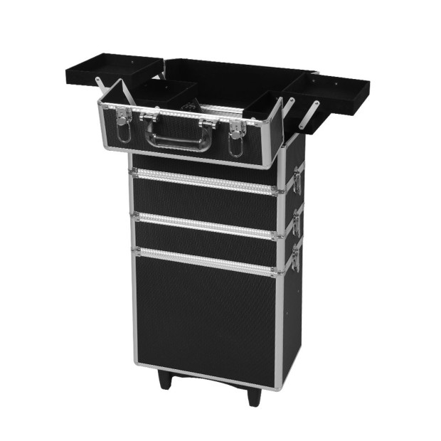 Makeup Case Professional Makeup Organiser 7 in 1 Trolley Black White Image 2