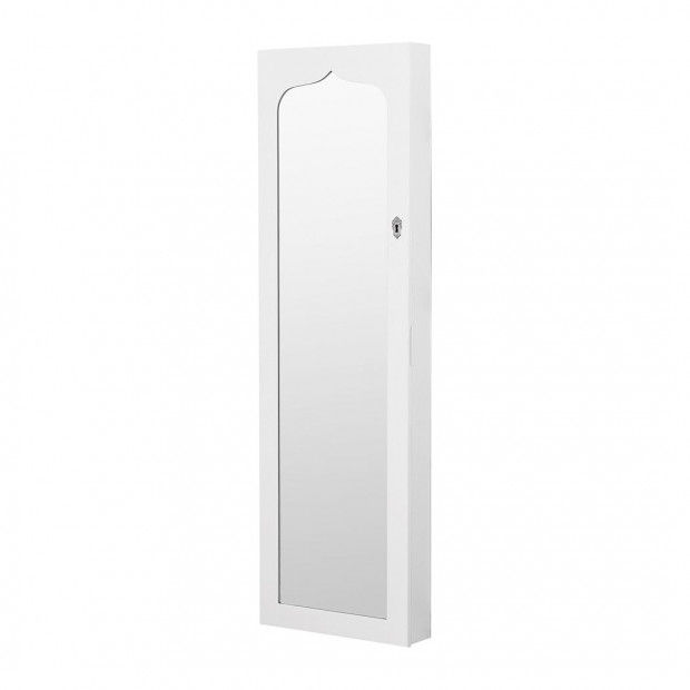 Jewellery Cabinet Mirror Mirrored Organizer Box Stand White Image 2