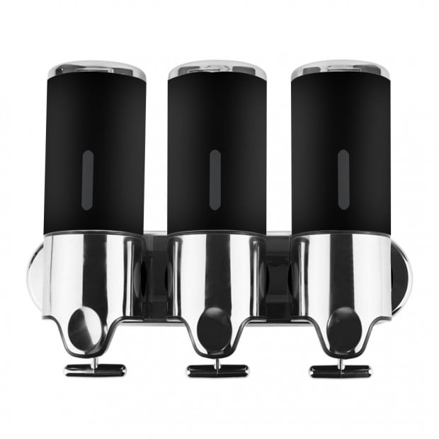 3 Bottles Bathroom Shower Soap Shampoo Gel Dispenser Pump 1500ml Black Image 2