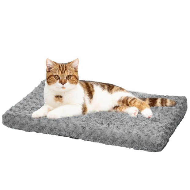 Pet Bed Dog Bed Warm Mattress Cushion Pillow Mat Velvet Grey Image 2