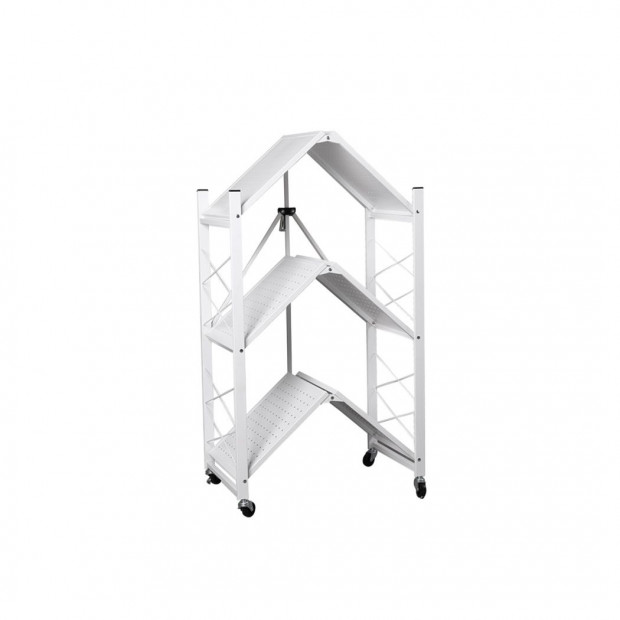 Foldable Storage Shelf Display Rack Bookshelf Bookcase Wheel Image 2
