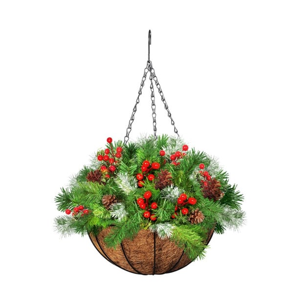 Christmas Hanging Basket Ornaments LED Lights Home Garden Decor 30cm Image 3