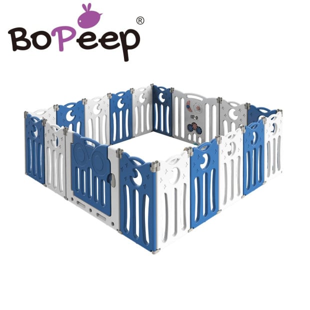 BoPeep Kids Baby Playpen Foldable Child Safety Gate Toddler Fence 18 Panels Blue Image 2