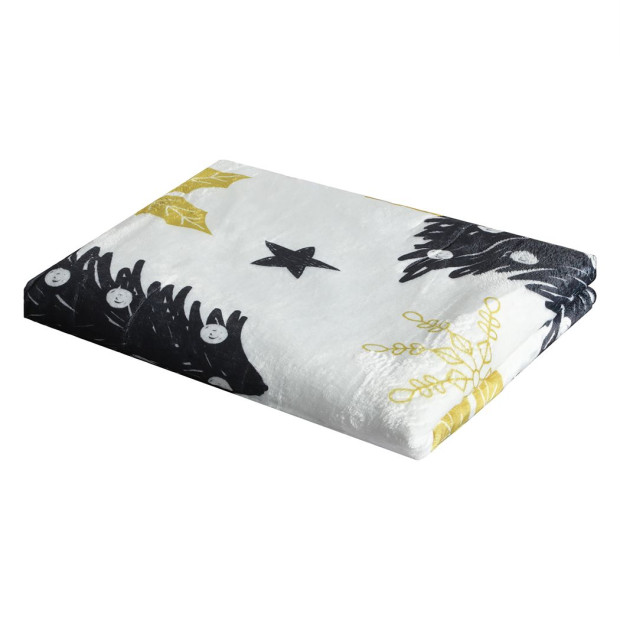 Throw Blanket Xmas Double Sided Fleece Christmas White 220 x 180cm Image 2