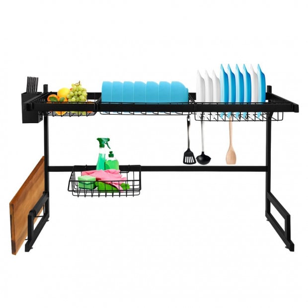 Dish Drying Rack Sink Black Dish Drainer Organizer 2 Tier Image 2