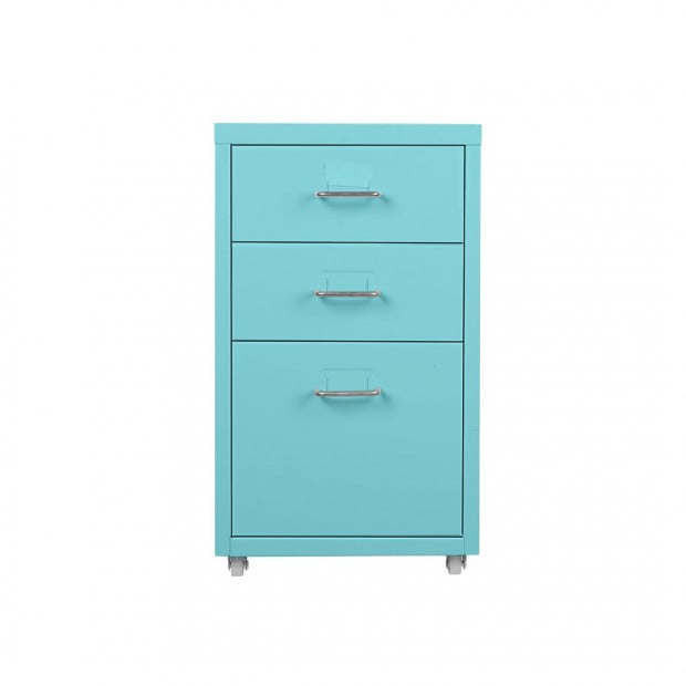 Filing Cabinet Storage Steel Metal Home Office Organise 3 Drawer Blue Image 2