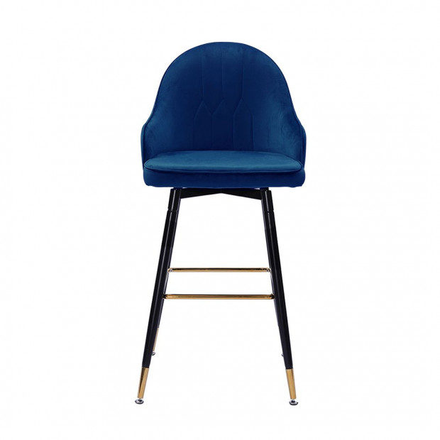 2x Bar Stools Stool Kitchen Chairs Swivel Velvet Barstools Blue Image 2
