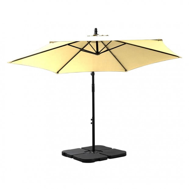 3M Outdoor Umbrella Cantilever with Base Stand UV Shade Garden Patio Image 2